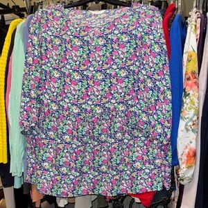 Vibrant Floral Blouse - Blue and Pink